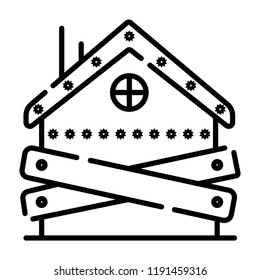 bankruptcy - boarded-up house icon, vector illustration