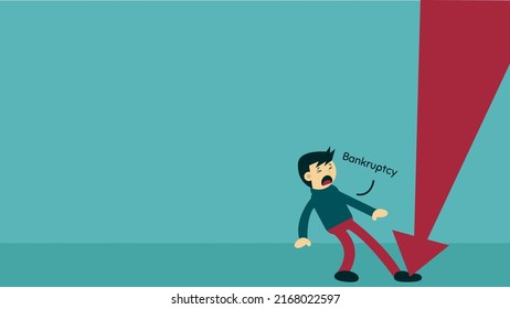 Bankruptcy in Business Illustration. The Bankrupt man was hit by arrow that fell at his feet.