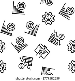 Bankruptcy Business Seamless Pattern Vector Thin Line. Illustrations