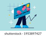 Bankruptcy, debts, financial problems concept. Sad frustrated Businessman in credit card burden walking along and feeling despaired vector illustration 
