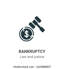 Bankruptcy glyph icon vector on white background. Flat vector bankruptcy icon symbol sign from modern law and justice collection for mobile concept and web apps design.