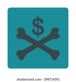 Bankruptcy icon from Commerce Buttons OverColor Set. Vector style is soft blue colors, flat square rounded button, white background.