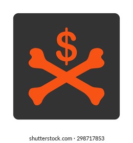 Bankruptcy icon from Commerce Buttons OverColor Set. Vector style is orange and gray colors, flat square rounded button, white background.