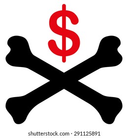 Bankruptcy icon from Commerce Set. Vector style: bicolor flat symbol, intensive red and black colors, rounded angles, white background.