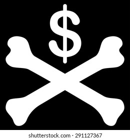 Bankruptcy icon from Commerce Set. Vector style: flat symbol, white color, rounded angles, black background.