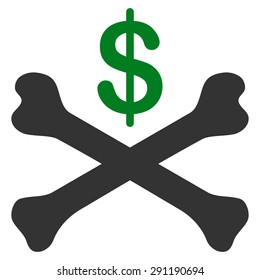 Bankruptcy icon from Commerce Set. Vector style: bicolor flat symbol, green and gray colors, rounded angles, white background.