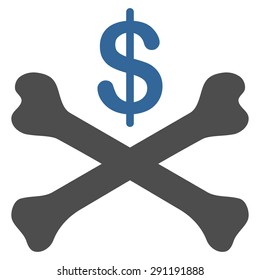 Bankruptcy icon from Commerce Set. Vector style: bicolor flat symbol, cobalt and gray colors, rounded angles, white background.