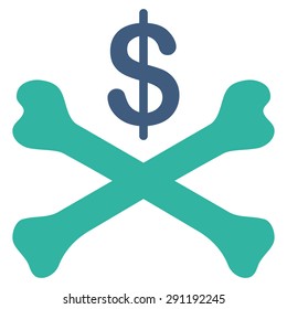 Bankruptcy icon from Commerce Set. Vector style: bicolor flat symbol, cobalt and cyan colors, rounded angles, white background.