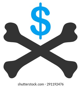Bankruptcy icon from Commerce Set. Vector style: bicolor flat symbol, blue and gray colors, rounded angles, white background.