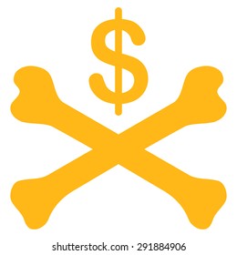 Bankruptcy icon from Commerce Set. Vector style: flat symbol, yellow color, rounded angles, white background.