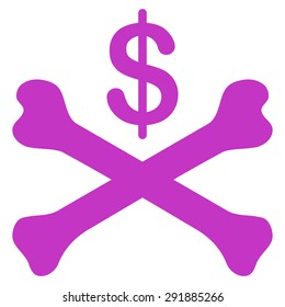 Bankruptcy icon from Commerce Set. Vector style: flat symbol, violet color, rounded angles, white background.
