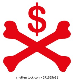 Bankruptcy icon from Commerce Set. Vector style: flat symbol, red color, rounded angles, white background.
