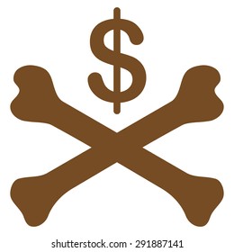 Bankruptcy icon from Commerce Set. Vector style: flat symbol, brown color, rounded angles, white background.