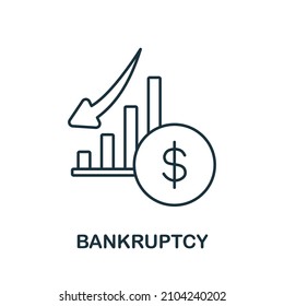 Bankruptcy icon. Line element from crisis collection. Linear Bankruptcy icon sign for web design, infographics and more.