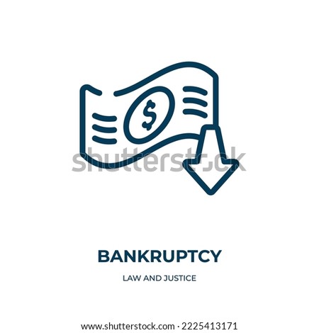 Bankruptcy icon. Linear vector illustration from law and justice collection. Outline bankruptcy icon vector. Thin line symbol for use on web and mobile apps, logo, print media.