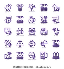 Bankruptcy Icon pack for your website, mobile, presentation, and logo design. Bankruptcy Icon line basic color design. Vector graphics illustration and editable stroke.