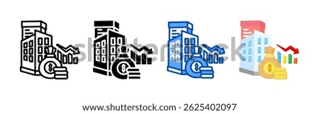 Bankruptcy icon set bundle. Multi style icon collection perfect for websites, apps, and presentations. Simple vector icon collection