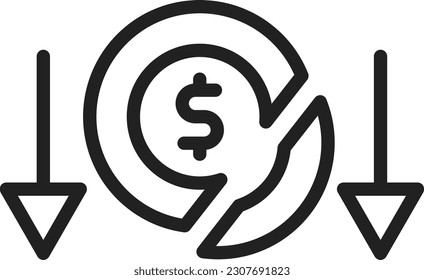 Imagen vectorial de icono de bancarrota. Adecuado para aplicaciones web móviles y medios de impresión.