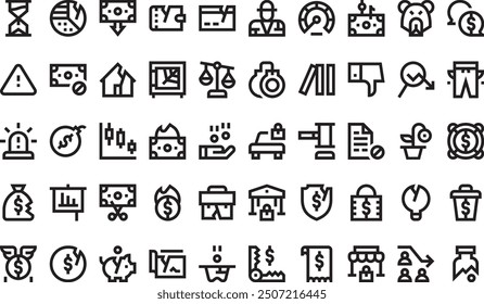 Bankruptcy icons collection is a vector illustration with editable stroke.