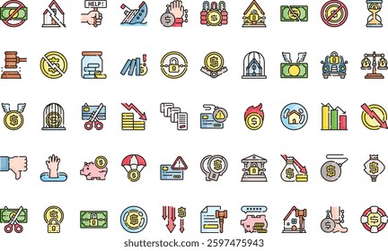 Bankruptcy icons High-Quality Vector Icons Collection with Editable Stroke. Ideal for Professional and Creative Projects.