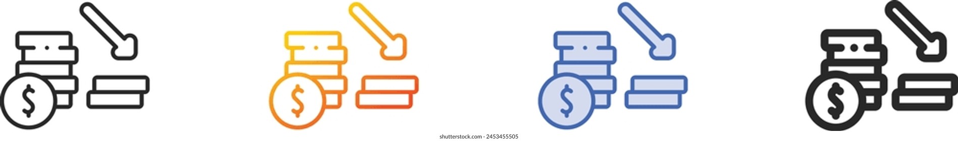bankruptcy icon.Thin Linear, Gradient, Blue Stroke and bold Style Design Isolated On White Background