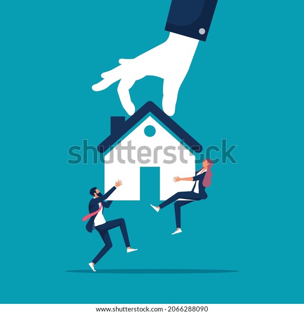 Bankruptcy man and family fighting to hold back\
their house with big legal hand evict it by law, Eviction and\
mortgage loan