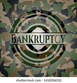 Bankruptcy on camo pattern. Vector Illustration. Detailed.