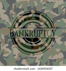 Bankruptcy on camo pattern. Vector Illustration. Detailed.