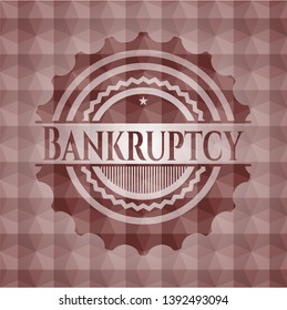 Bankruptcy red badge with geometric background. Seamless.
