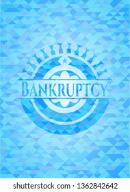 Bankruptcy sky blue emblem with mosaic background