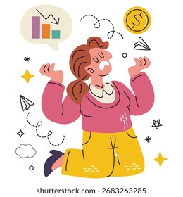 Bankruptcy Vector Illustration. Flat Minimal Design. Editable Illustration for Web, Mobile, Print