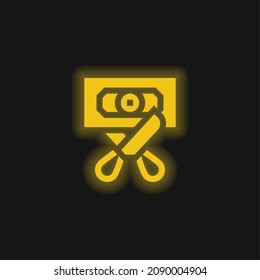 Bankruptcy yellow glowing neon icon
