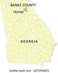 Banks County And Town Of Homer Location On Georgia State Map