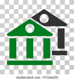 Banks icon. Vector illustration style is flat iconic bicolor symbol, green and gray colors, transparent background. Designed for web and software interfaces.