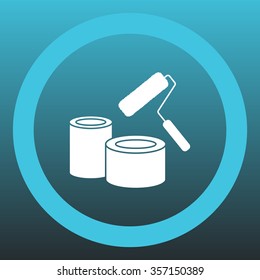 Banks of paint and roller icon 