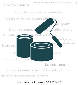Banks of paint and roller icon 