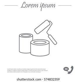 Banks of paint and roller icon 