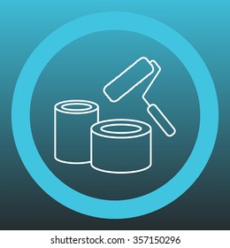 Banks of paint and roller line icon 