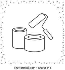 Banks of paint and roller line icon 