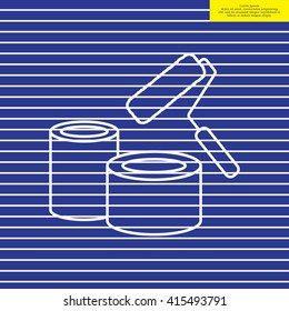Banks of paint and roller line icon 