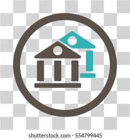 Banks vector bicolor rounded icon. Image style is a flat icon symbol inside a circle, grey and cyan colors, transparent background.