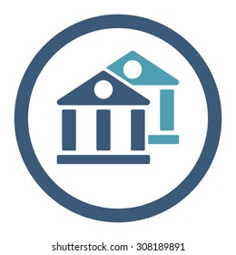 Banks vector icon. This flat rounded symbol uses cyan and blue colors and isolated on a white background.