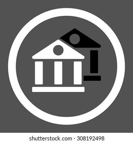Banks vector icon. This flat rounded symbol uses black and white colors and isolated on a gray background.
