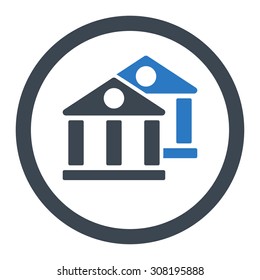 Banks vector icon. This flat rounded symbol uses smooth blue colors and isolated on a white background.