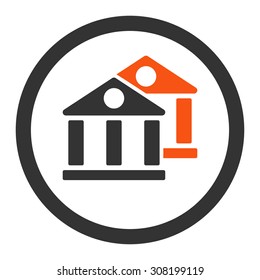 Banks vector icon. This flat rounded symbol uses orange and gray colors and isolated on a white background.