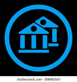 Banks vector icon. This flat rounded symbol uses blue color and isolated on a black background.