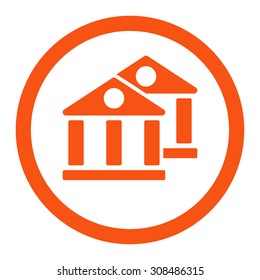 Banks vector icon. This flat rounded symbol uses orange color and isolated on a white background.