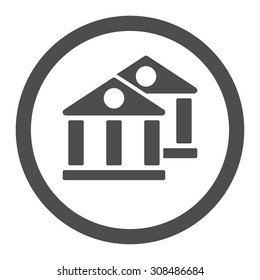 Banks vector icon. This flat rounded symbol uses gray color and isolated on a white background.