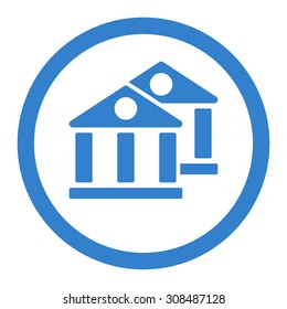 Banks vector icon. This flat rounded symbol uses cobalt color and isolated on a white background.