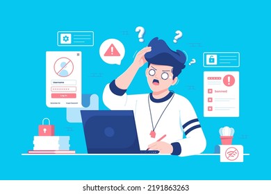 banned account problem vector illustration